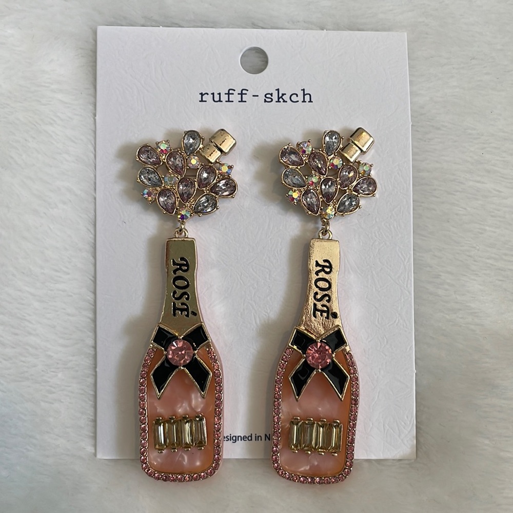NWT Rosé Champagne Bottle earrings